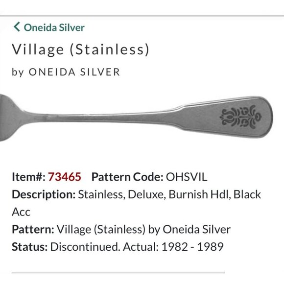 Oneida Silver Village Stainless Flatware Serving Spoon Vintage 1982-1989 Durable - Picture 2 of 4